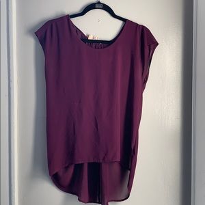 Lost April Sheer Hi-Low Cinched Back Top